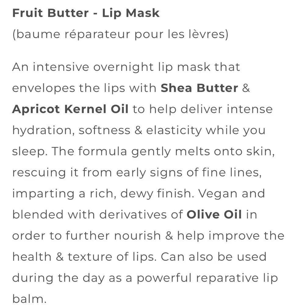 Saraphine botanicals Fruit Butter Lip Mask